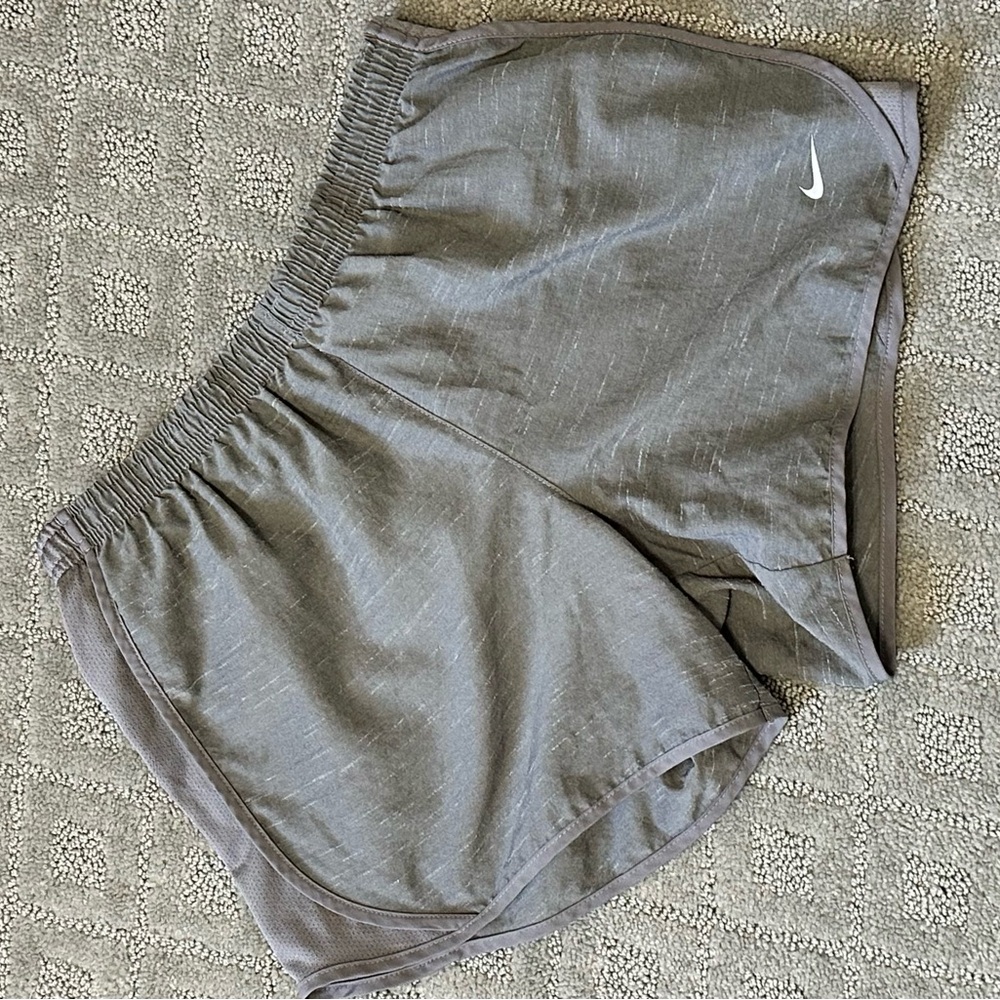 Nike Gray Youth Athletic Shorts with White Swoosh